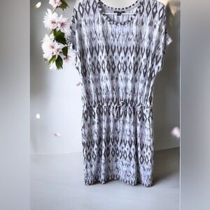 Hilary Radley Gray and White Midi Dress